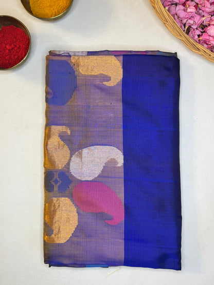 Uppada Butta Meenakari Blue Mustard