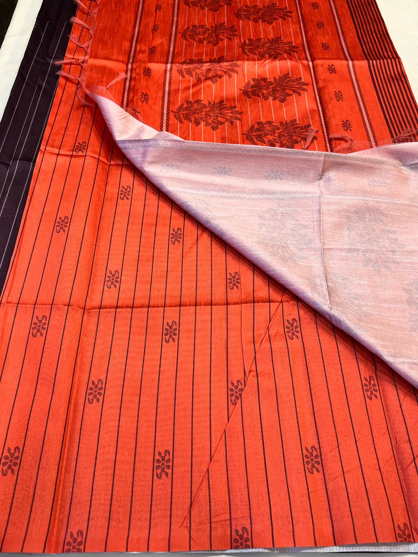 Purple & orange semi soft silk saree