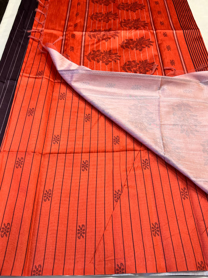Purple & orange semi soft silk saree