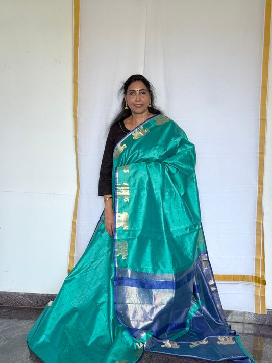 Blue semi tussar saree