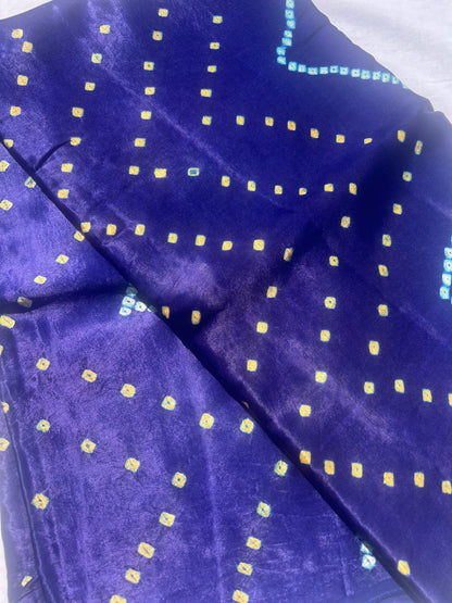 Dark blue Bandini ghaji silk saree
