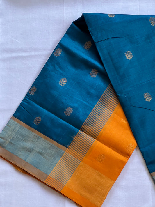 Ramar blue semi silk cotton saree