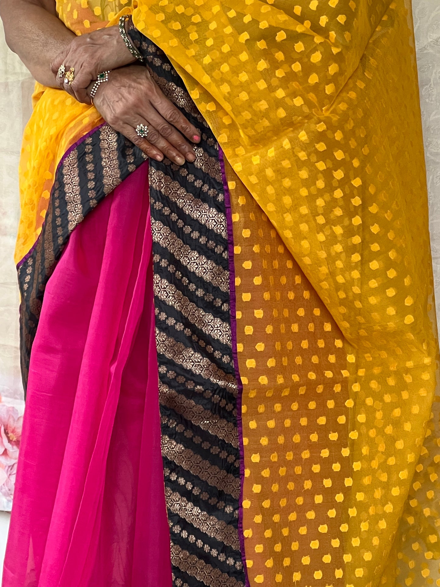 partly pallu net organza saree