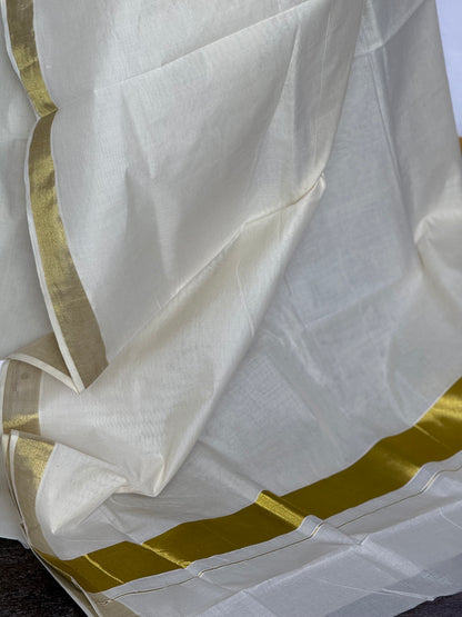 Kasavu Saree – Onam Special (With Blue Blouse)