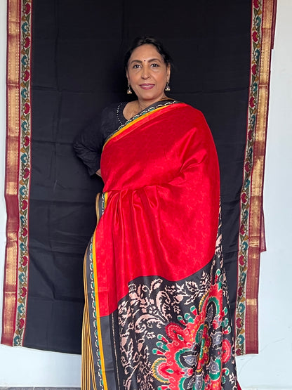 Red semi soft silk saree