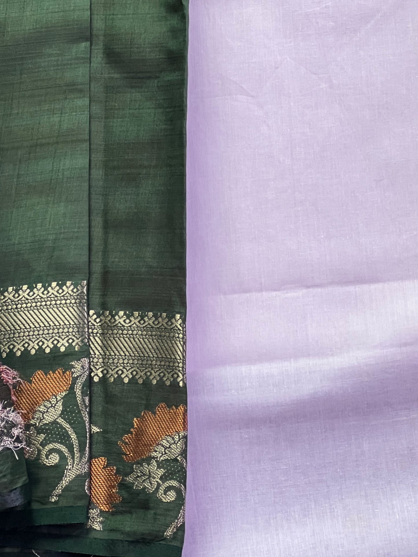 Dark green semi silk cotton saree