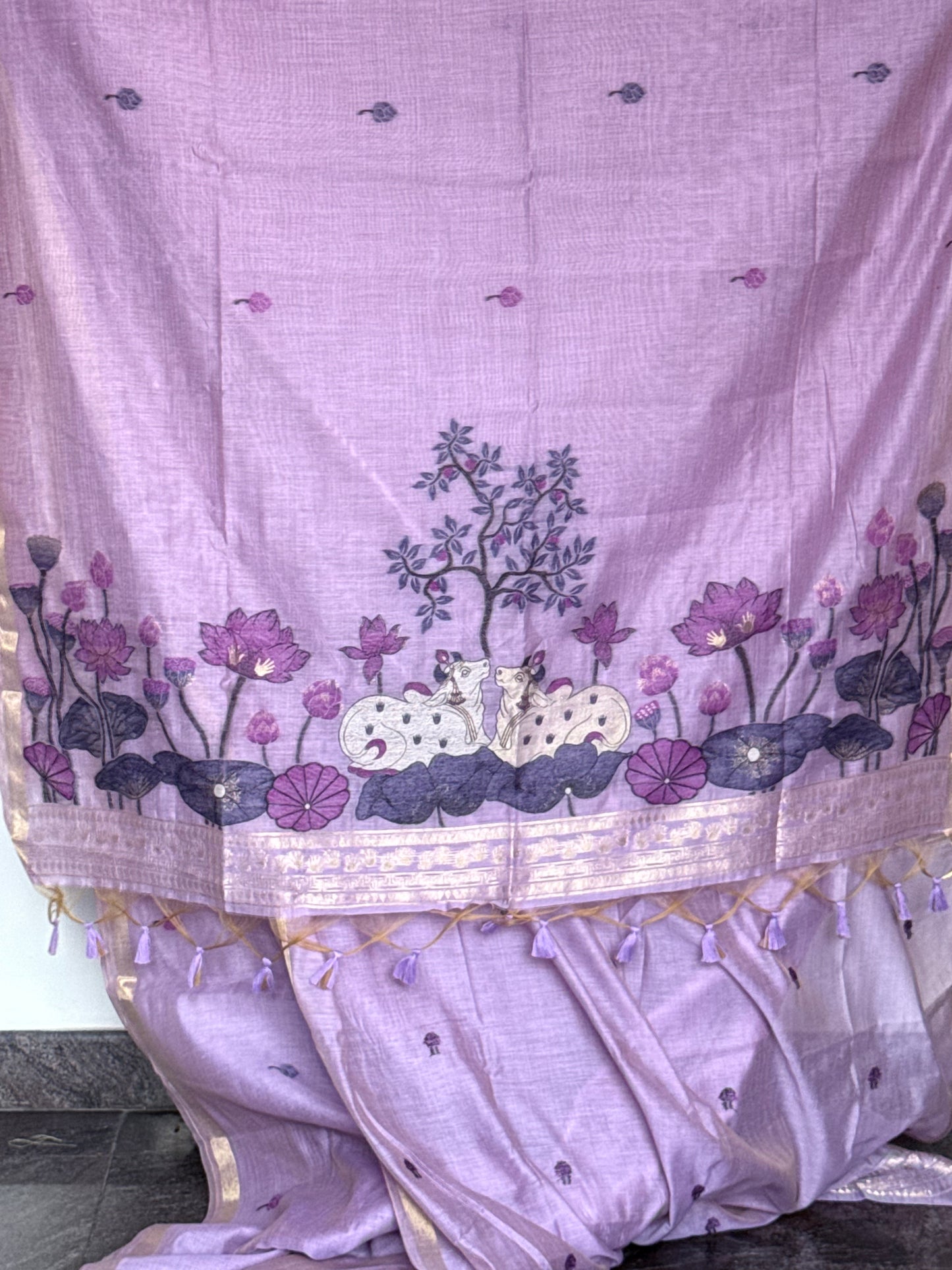 Lilac semi matka saree