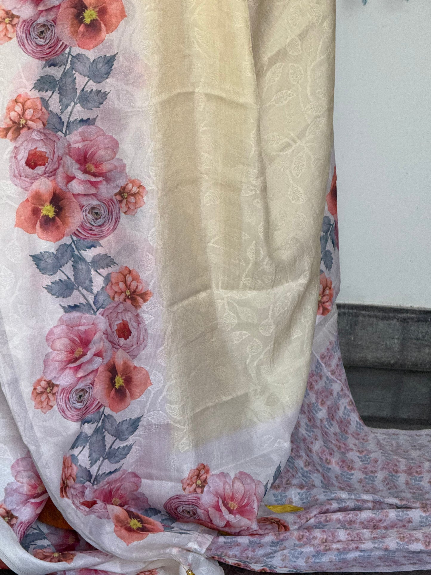 Yellow pastel semi silk saree