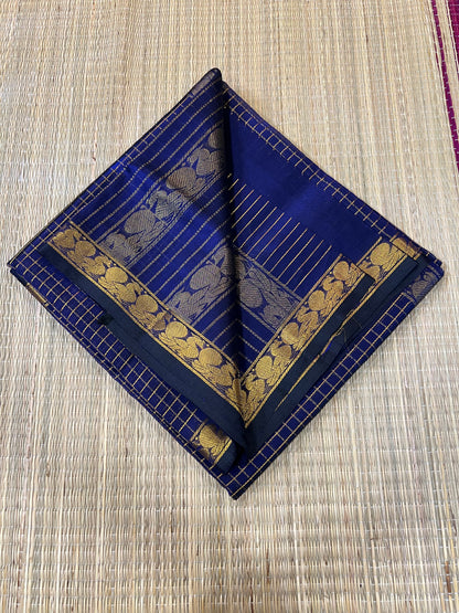 Blue kattam silk cotton saree