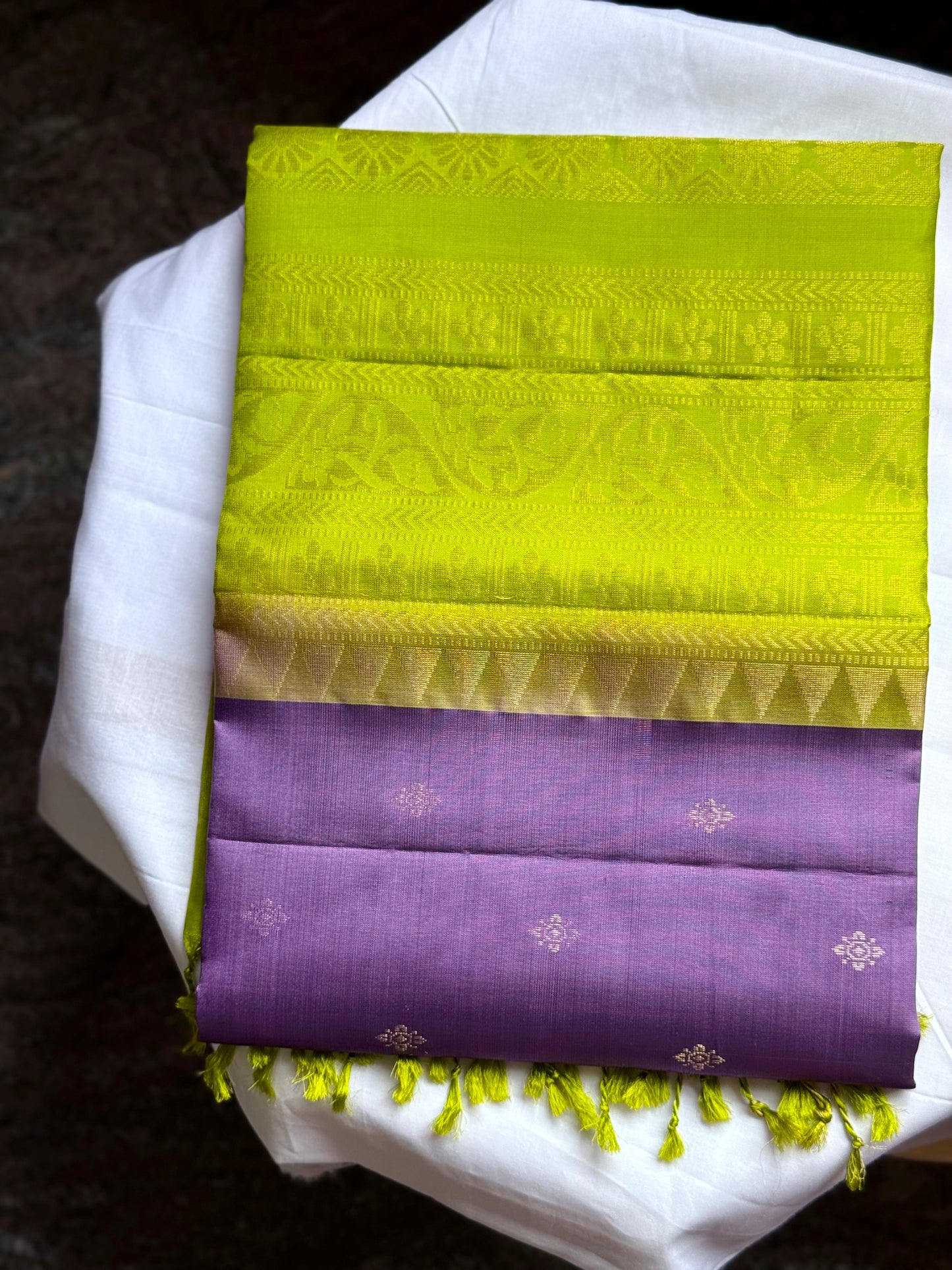 Soft Silk saree - Lavender & Green