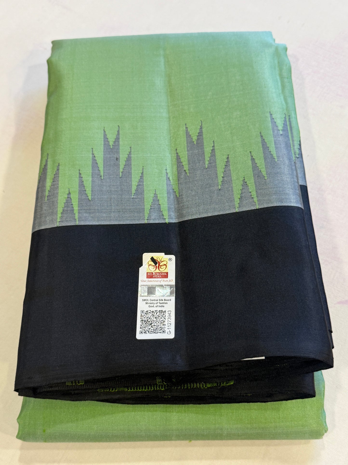 Apple green Kanchivaram silk saree