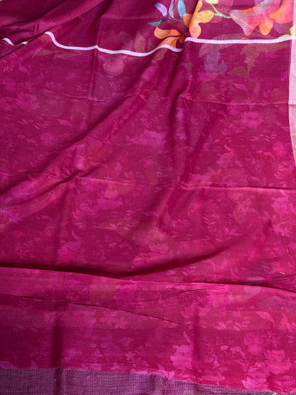 Floral printed kota cotton saree
