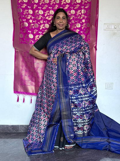 Ikat Silk Saree - Blue