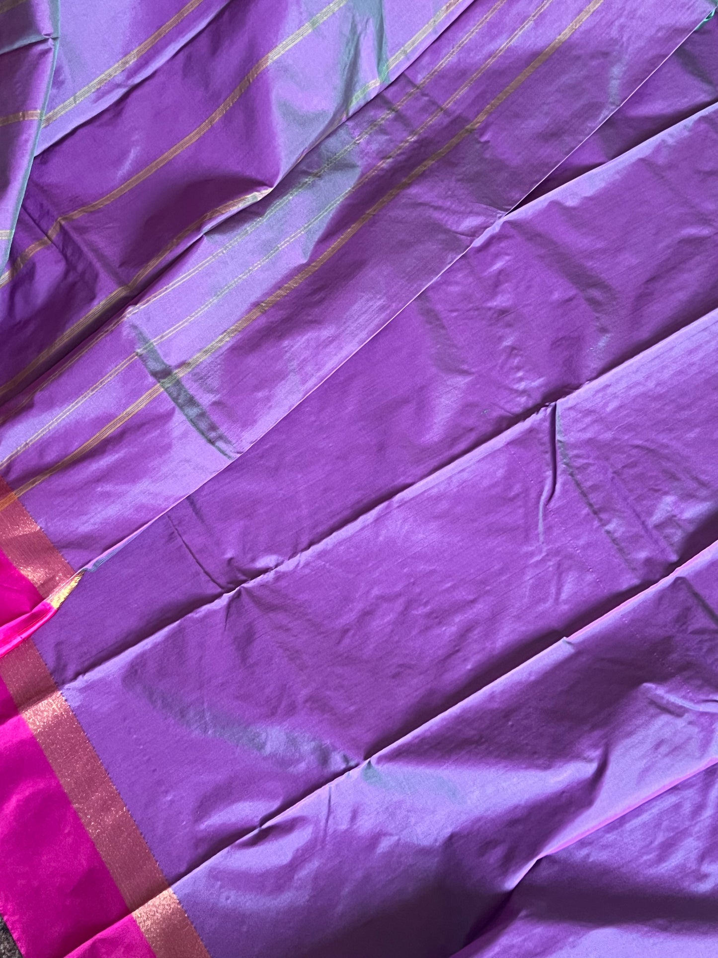 Blue & magenta semi silk saree