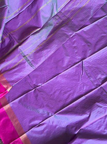 Blue & magenta semi silk saree