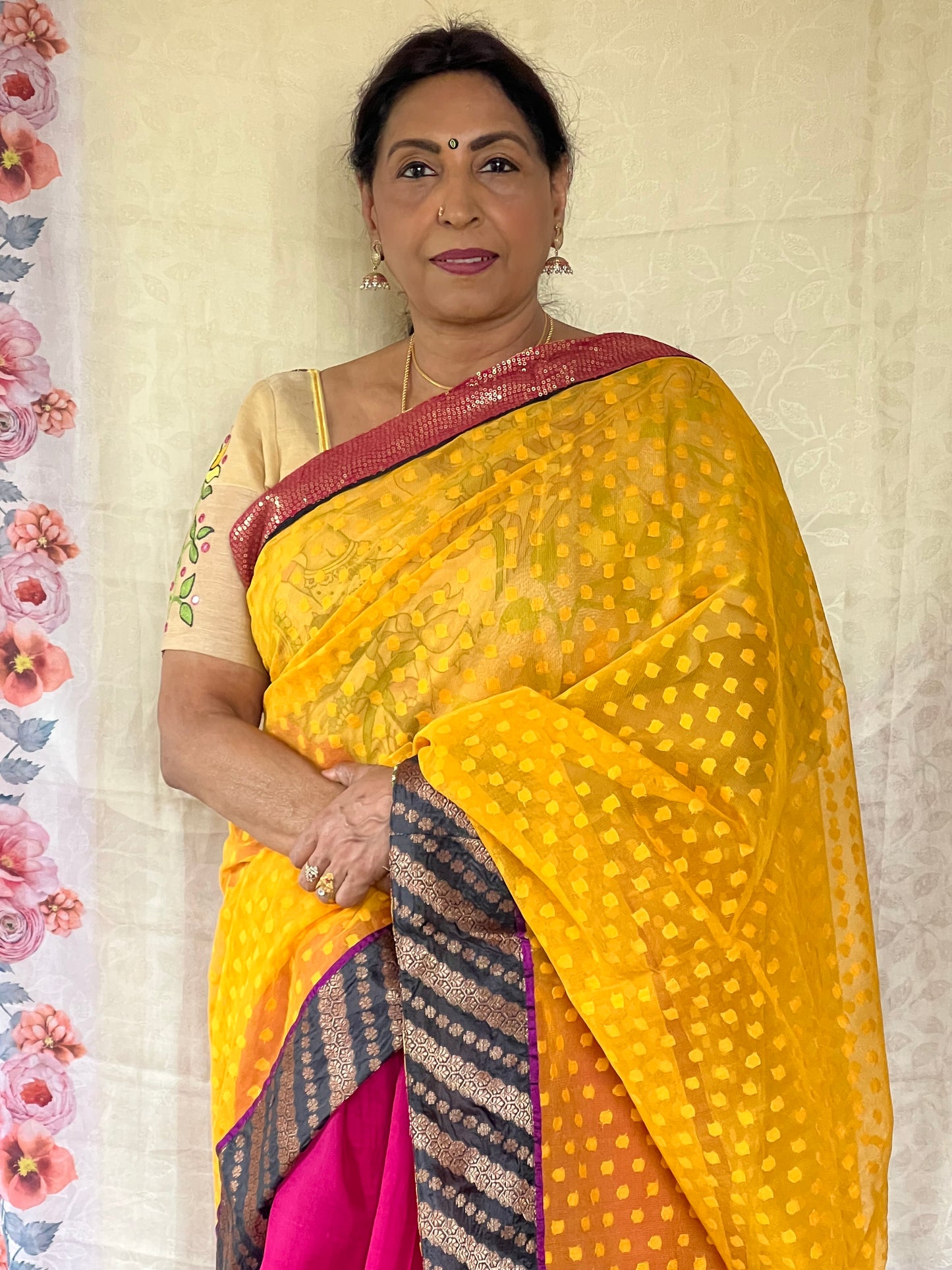 partly pallu net organza saree