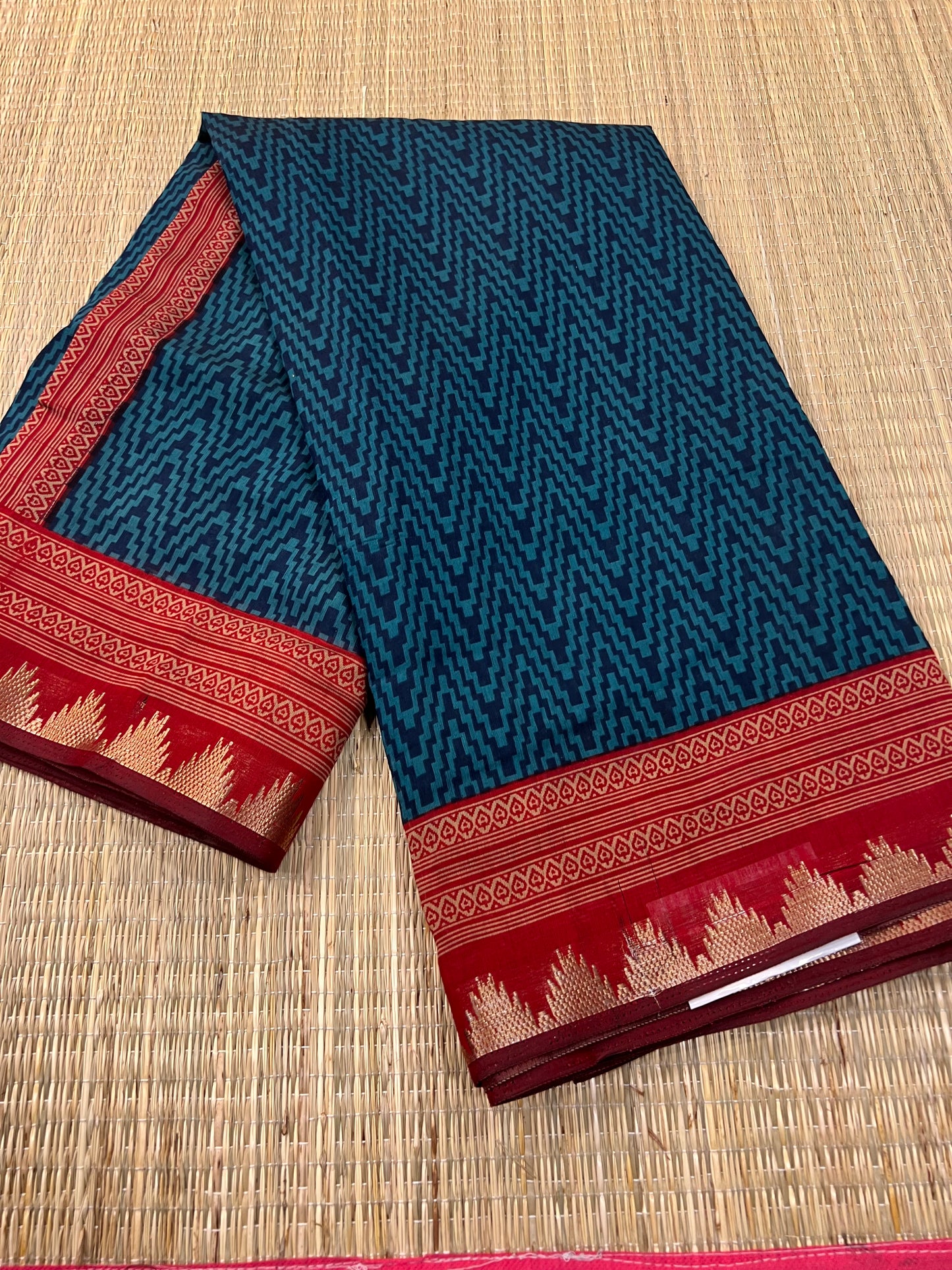 Red blue semi soft silk