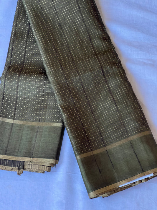 Dark green semi silk saree