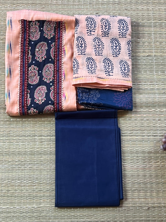 Cream blue material set