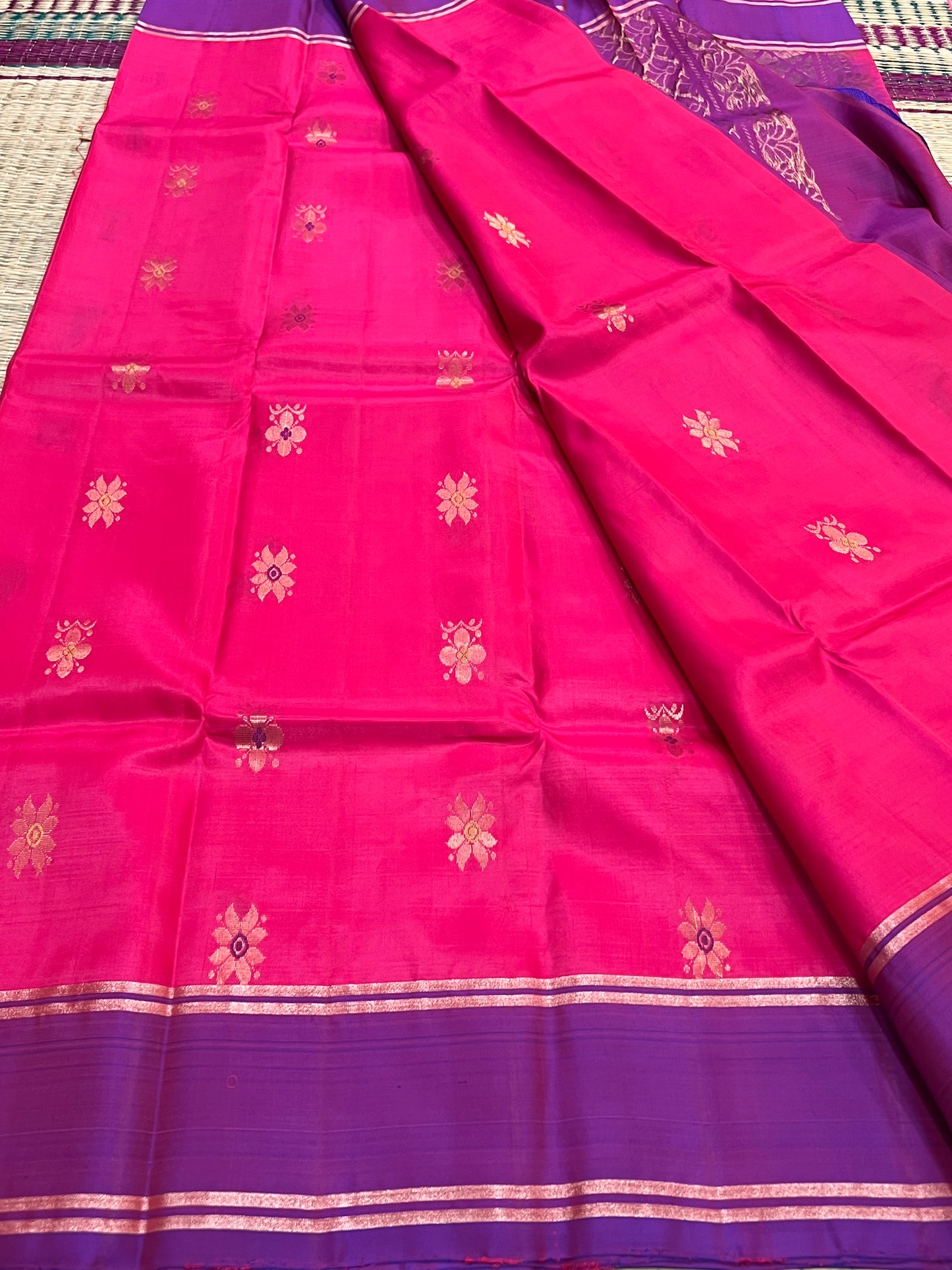 Pink & purple Kanchi silk saree