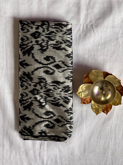 Black and Grey ikat silk saree