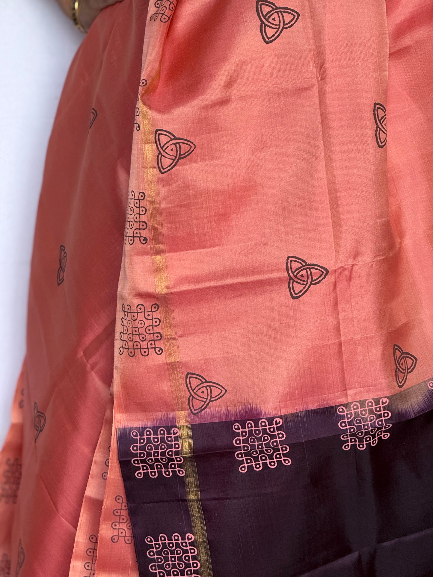 Soft Silk saree - Kolam block print