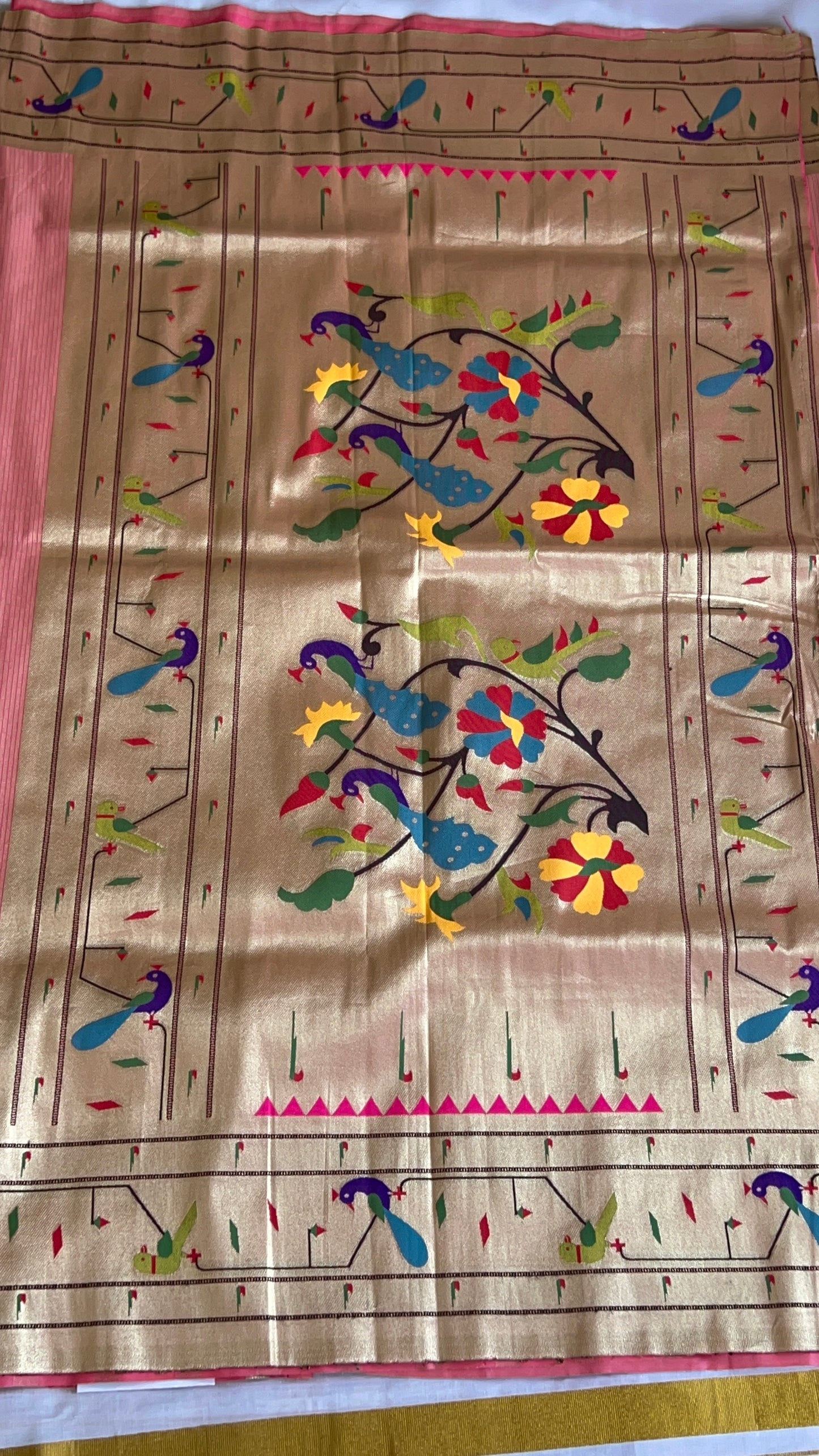 Baby pink semi Paithani silk saree