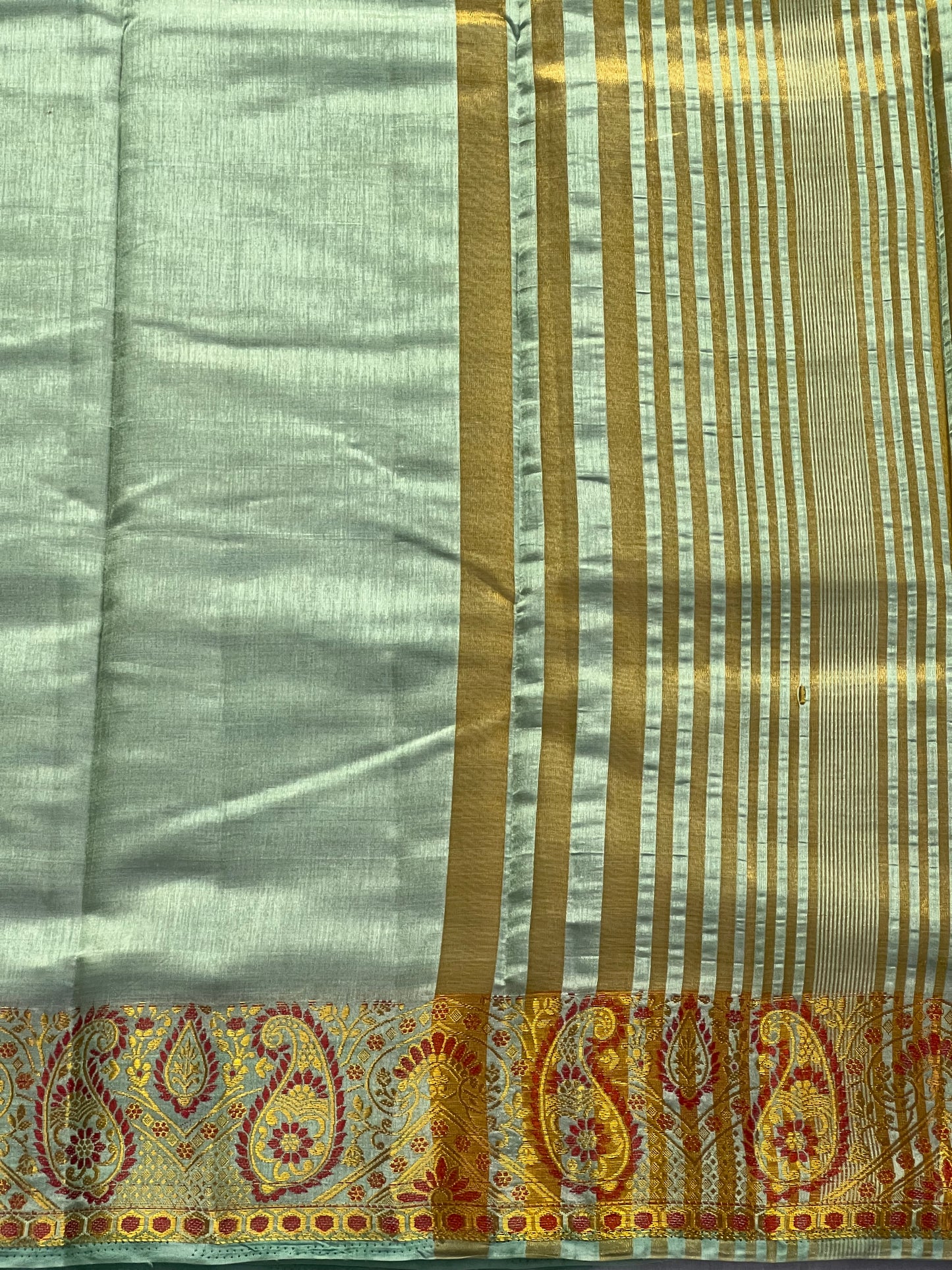 Teal green semi silk cotton saree