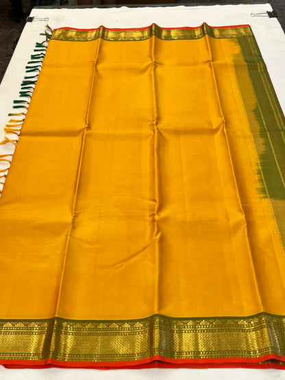 Mango yellow Kanchivaram silk saree