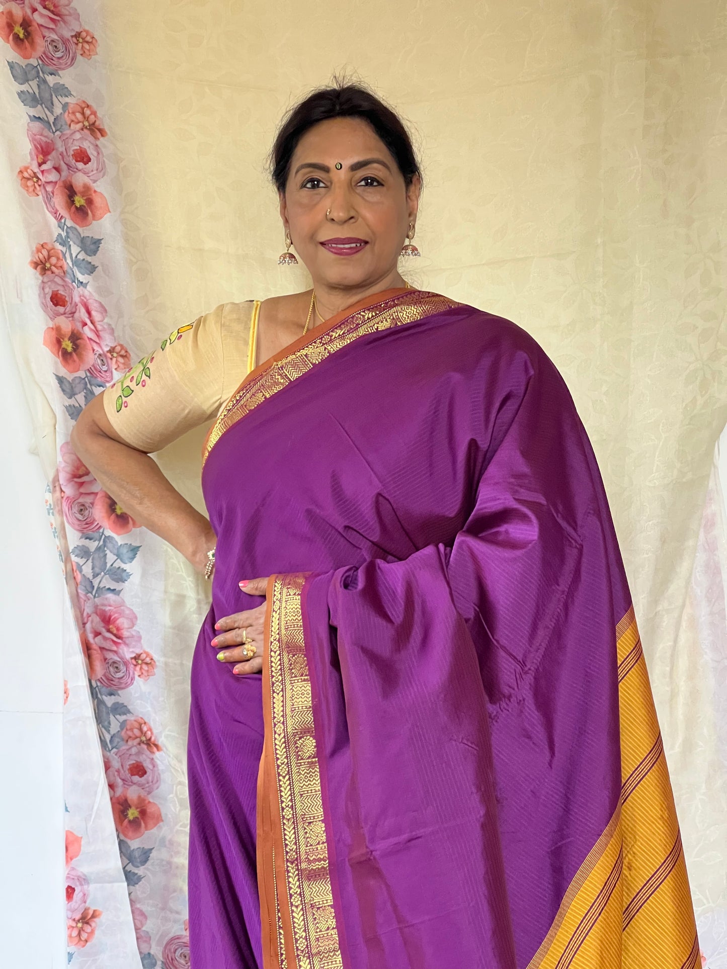 Purple semi silk cotton