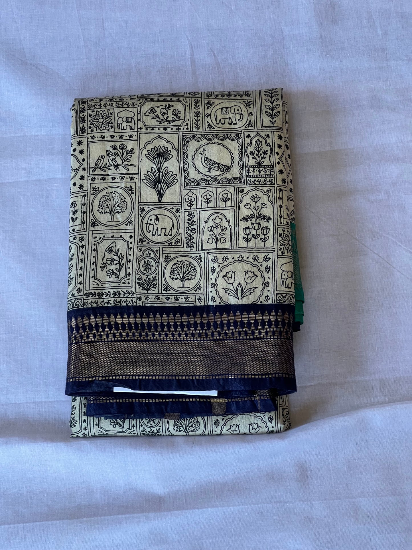 Dark blue ganga Jamuna Tussar silk saree