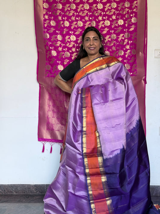 Lavender pure silk saree