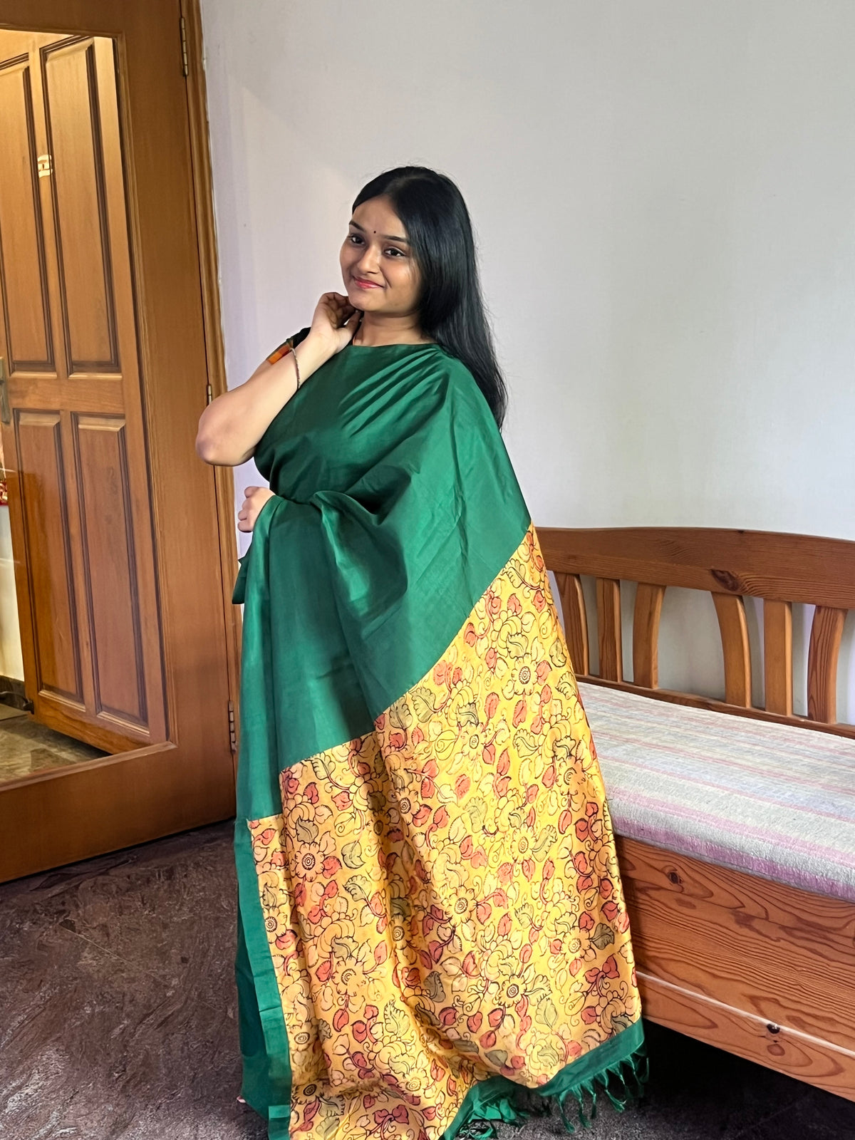 Bottle green pure silk - Raga collection