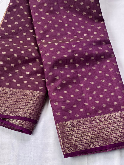 Purple festive semi silk cotton saree