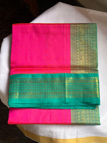 Rani pink Kanchivaram silk cotton saree