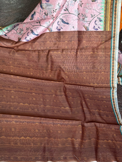 Semi matka pink silk saree