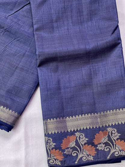 Dark blue semi silk cotton saree