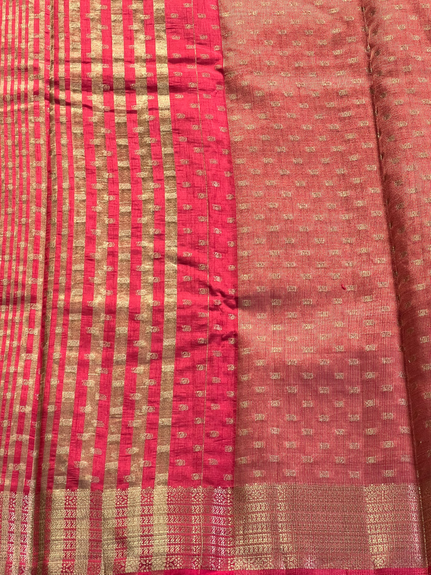 Bright festive Red semi silk cotton saree