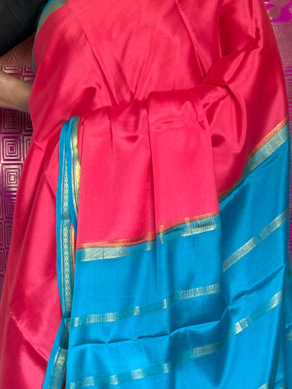 Pinkish red mysore silk saree