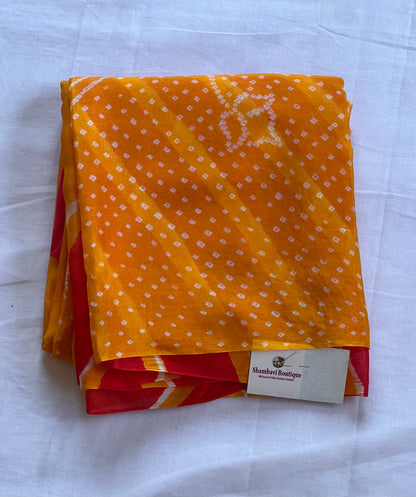 Orange and red chiffon saree