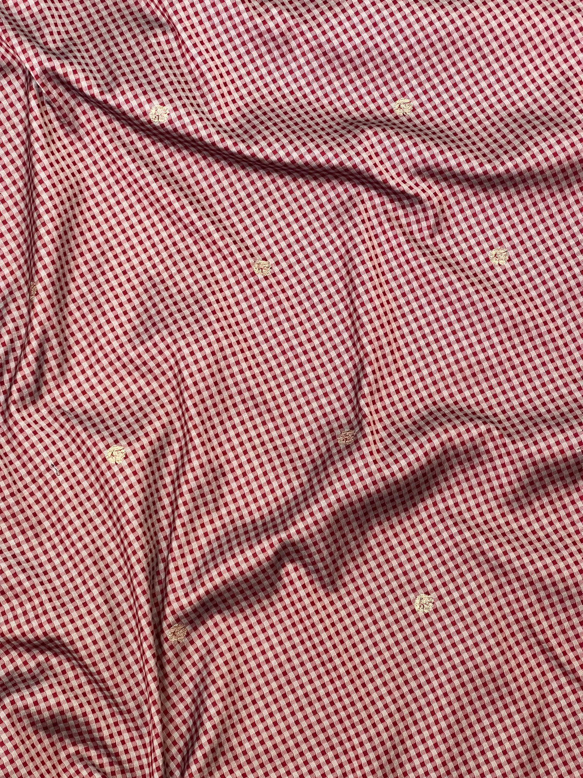 Red checks semi silk saree