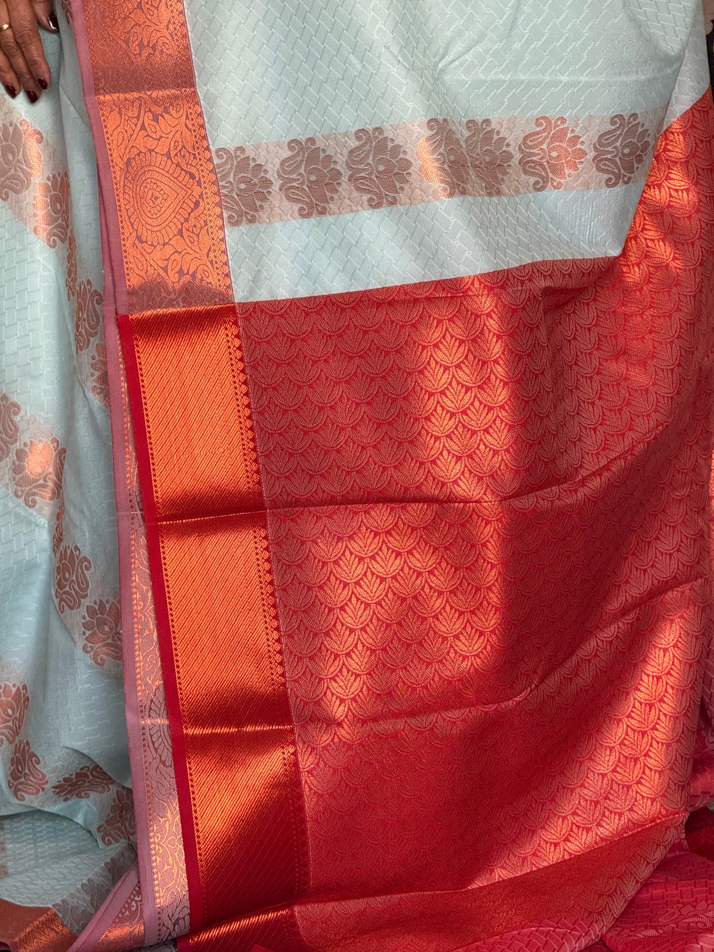Aqua Blue semi silk saree