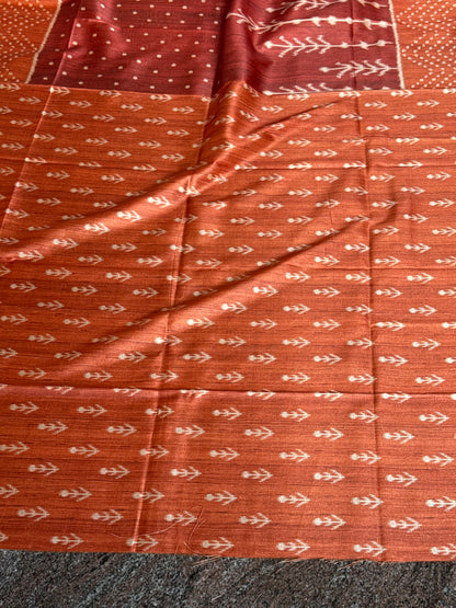 Red monochrome semi tussar saree