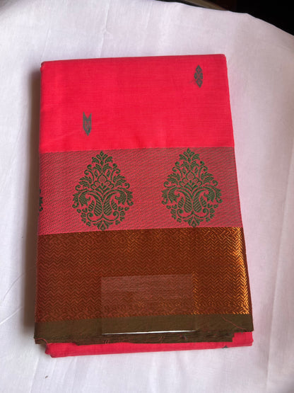 Rani pink Chettinad cotton saree