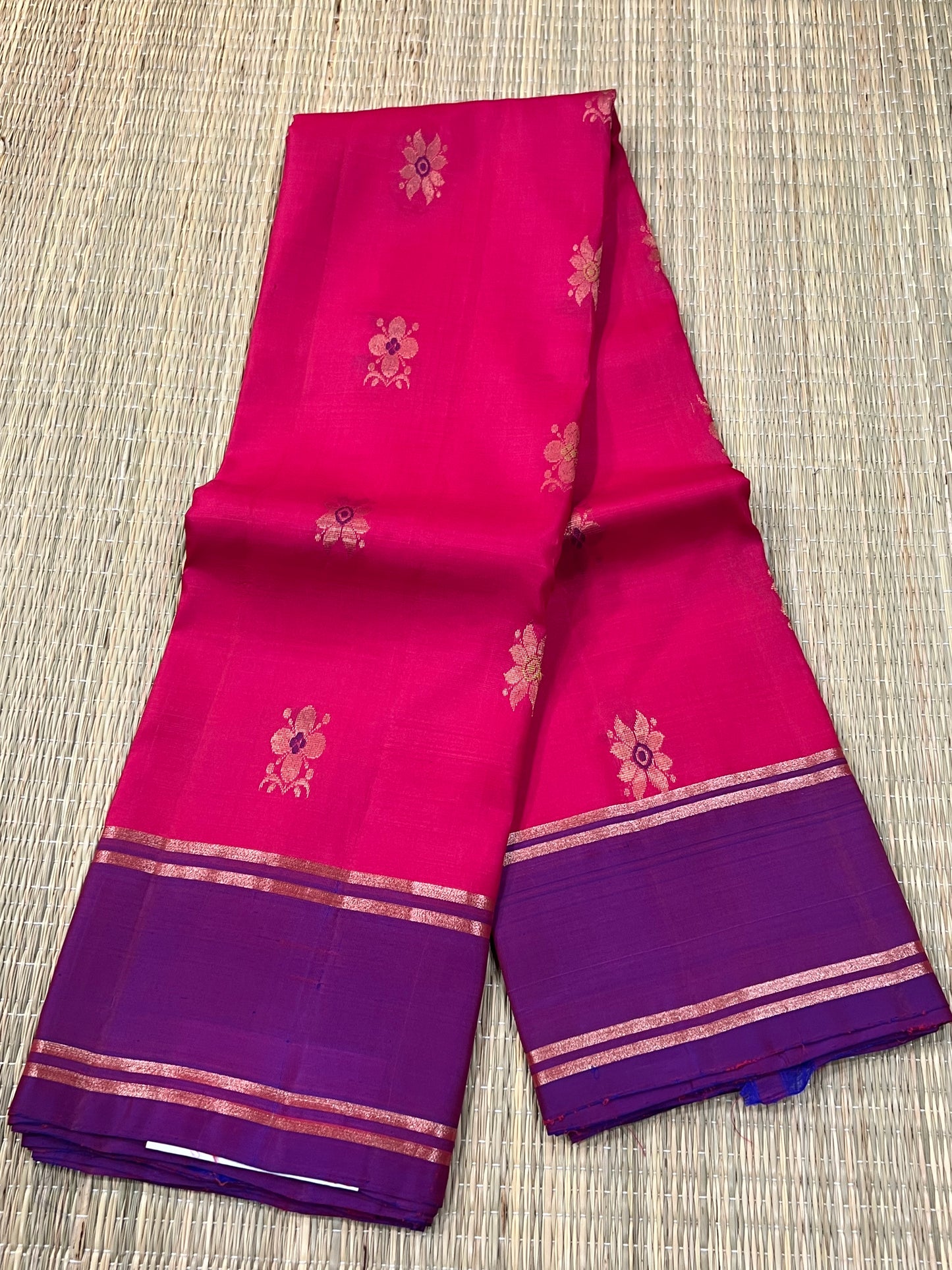Pink & purple Kanchi silk saree