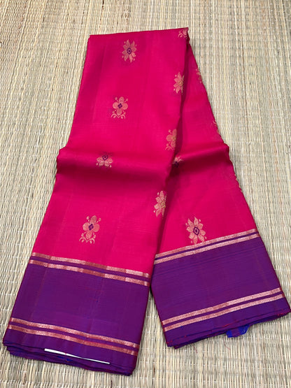 Pink & purple Kanchi silk saree