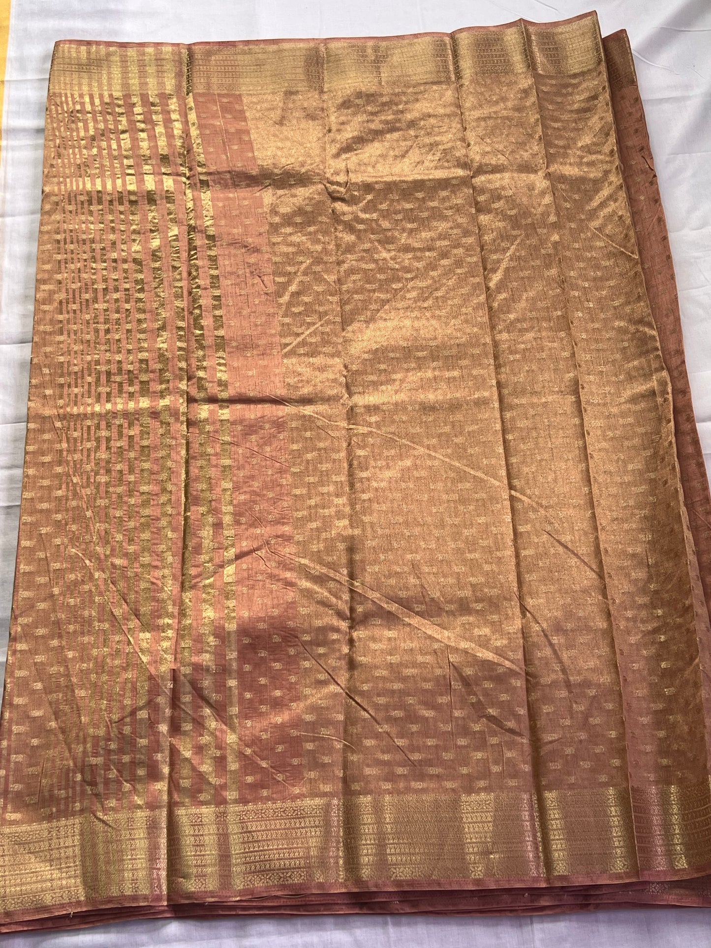Festive Peach semi silk cotton saree