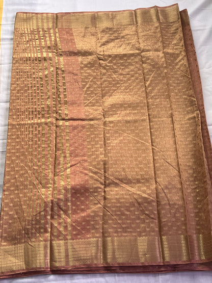 Festive Peach semi silk cotton saree