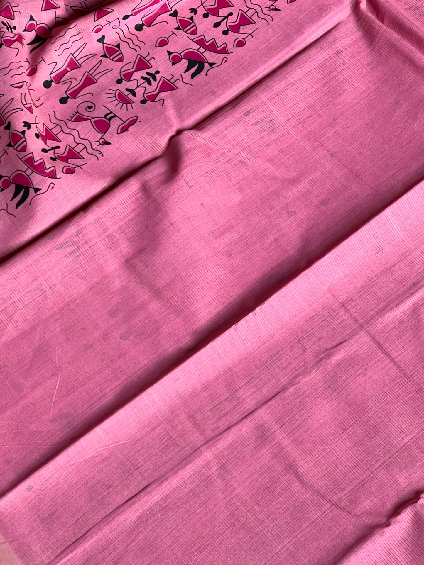 Blush pink mangalagiri printed cotton saree