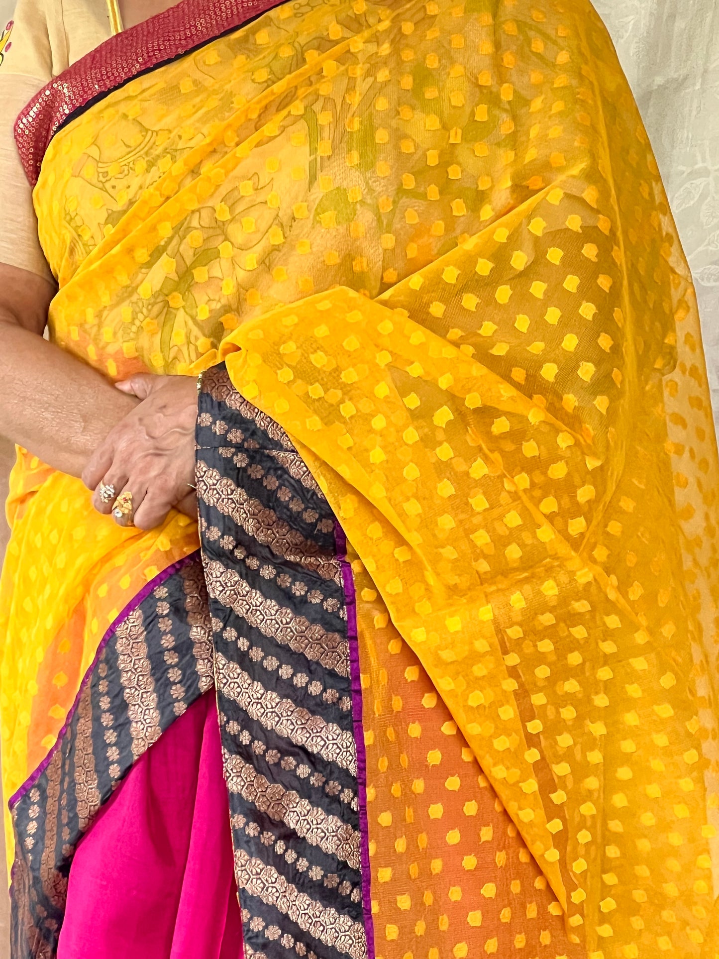 partly pallu net organza saree